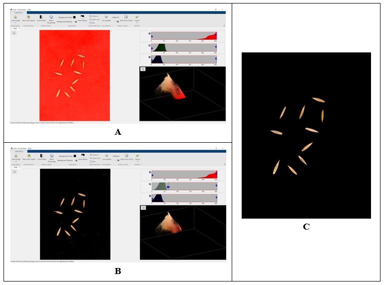 two screenshots of Matlab and a version of seed image using another algorithm