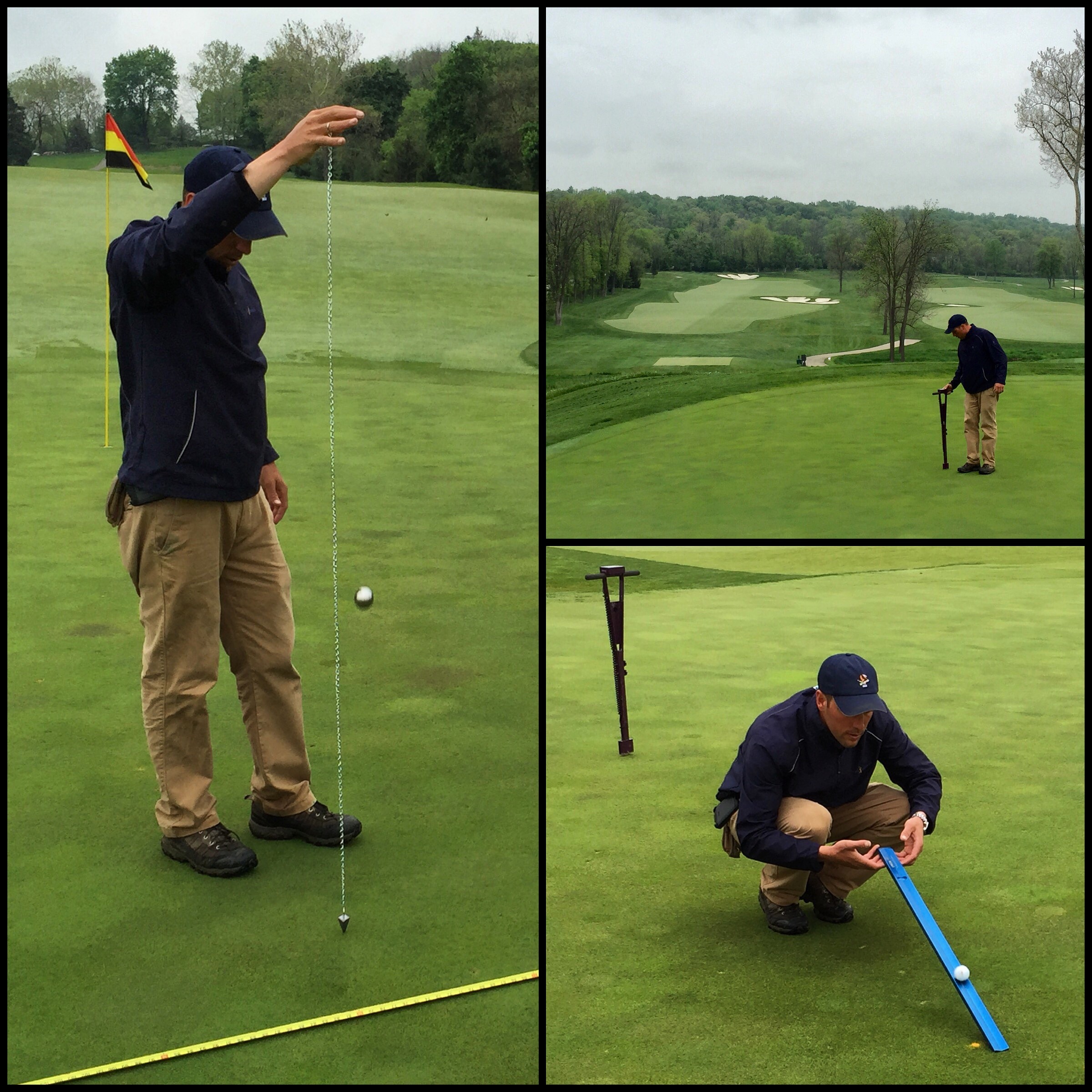 demonstration of instruments used to test golf course conditions