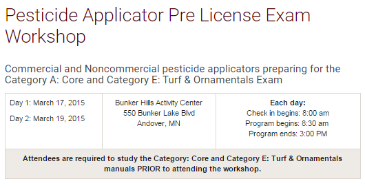 Pesticide Applicator Pre-License Exam Workshop